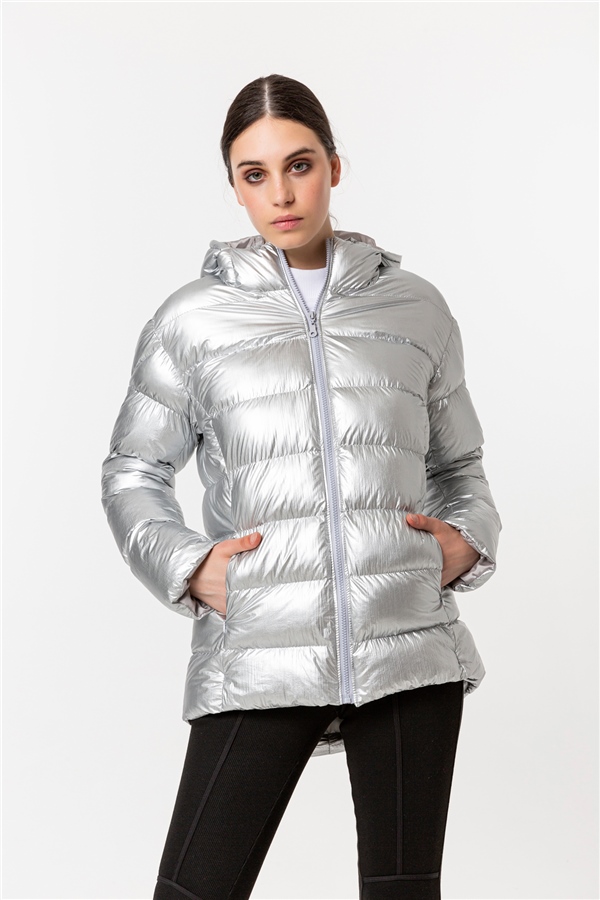 160202 Hooded Puffed Jacket Composıte Grey