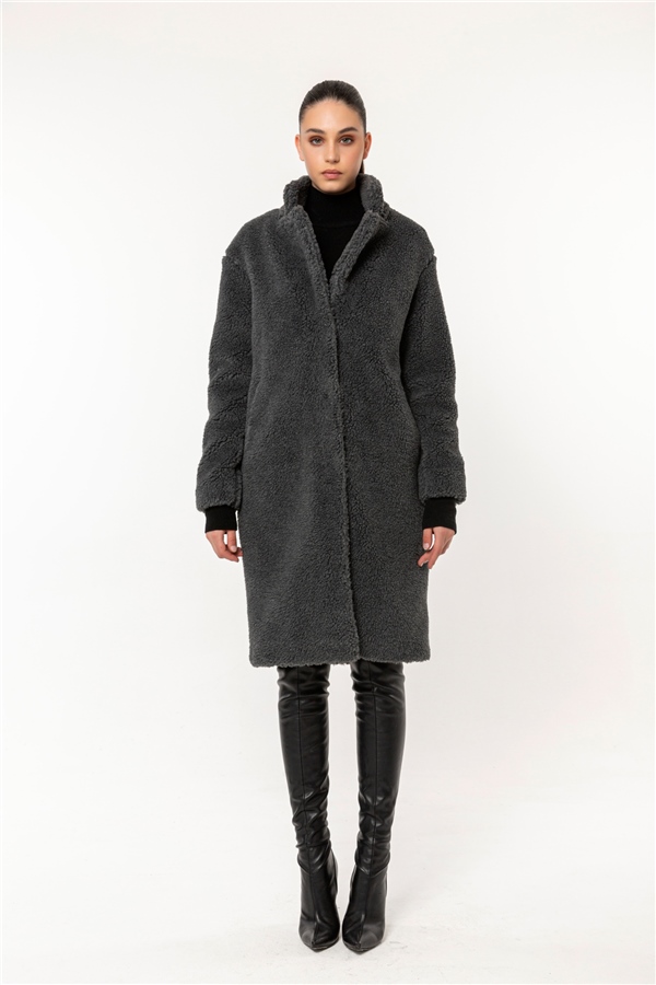 160205 Vegan Fur Coat Grey