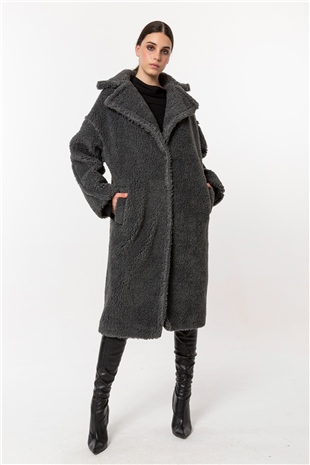 170109 Faux Fur Long Coat Grey