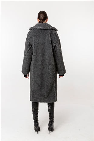 170109 Faux Fur Long Coat Grey